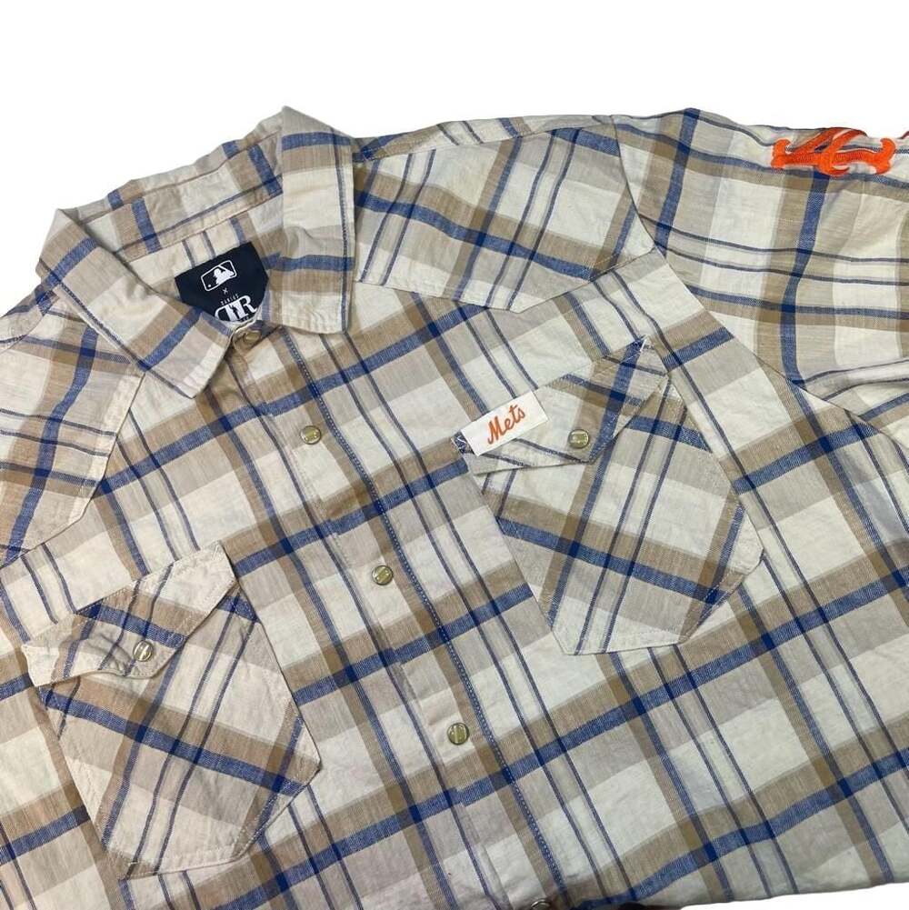 Darius Rucker Collection Fanatics MLB NY Mets Plaid SS Western Snap Shirt